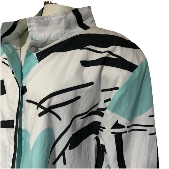 Art To Wear Cupcake International Memphis Abstract L 100% Cotton Jacket Shirt - Picture 7 of 16